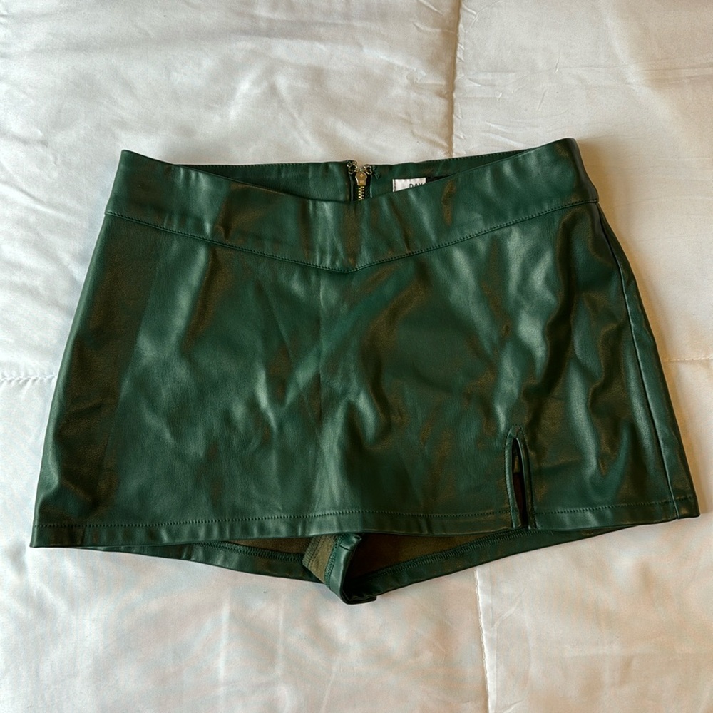 Green Leather Skort